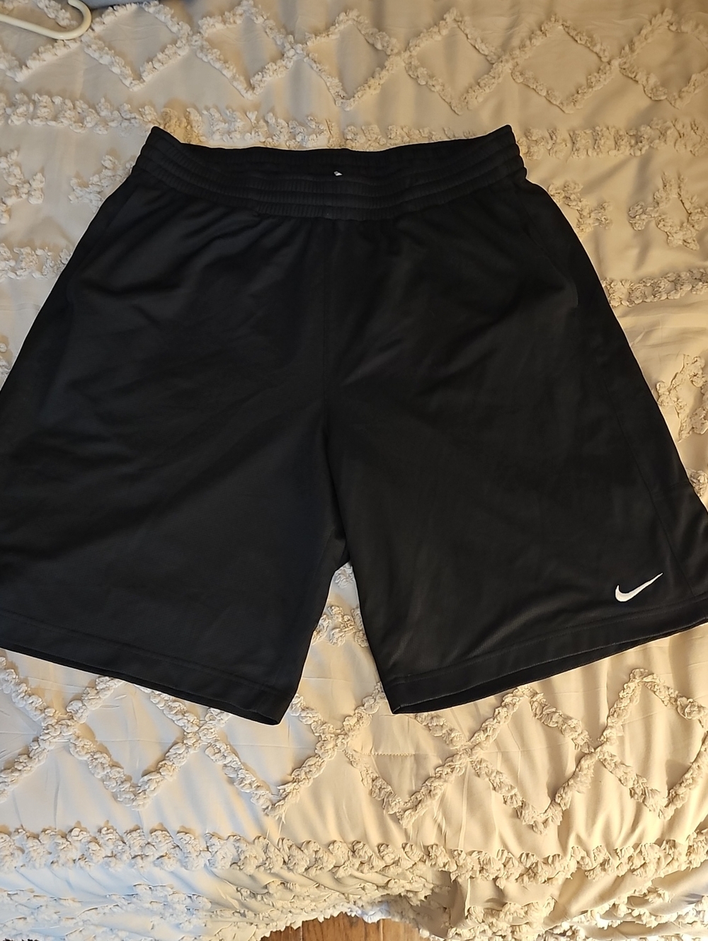 Nike Men’s Black Athletic Shorts with White Swoosh
